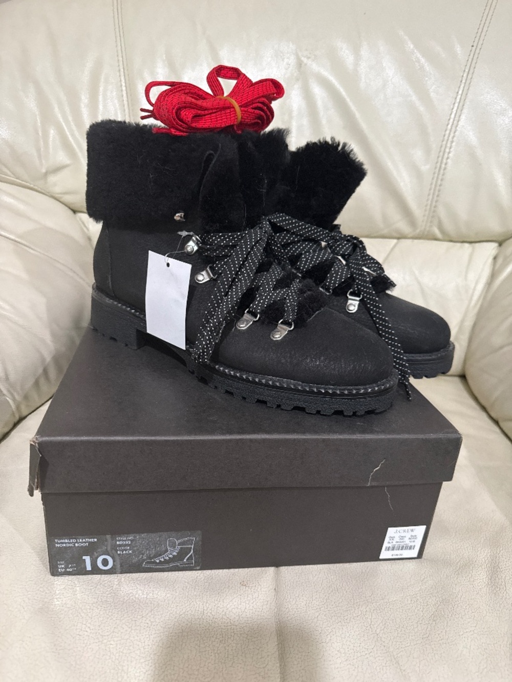 Brand new J. Crew Tumbled leather Nordic boots size 10